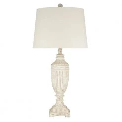 28 in. White Rustic Farmhouse Table Lamp by Cresswell
