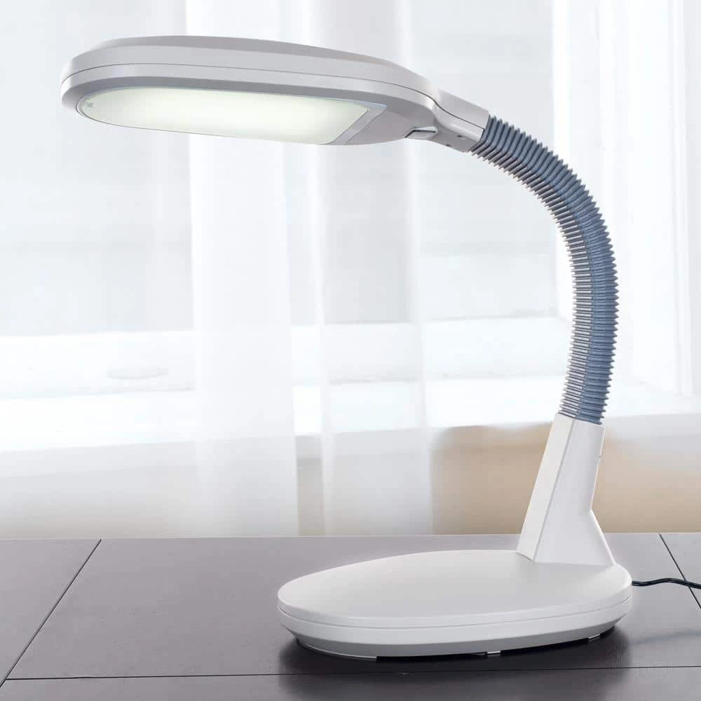 26 in. White Plastic LED Sunlight Gooseneck Desk Lamp with Dimmer Switch by Lavish Home 4 26 in. White Plastic LED Sunlight Gooseneck Desk Lamp with Dimmer Switch by Lavish Home - Image 2